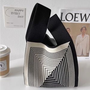 Square Knitted Tote Handbag